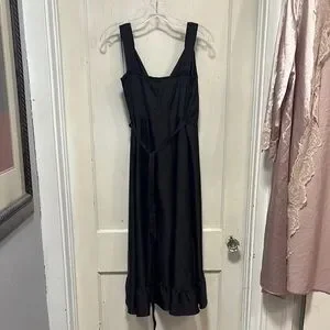 Blue Rain | Dresses | Blue Rain Black Satin Elegant Cross Body Ruffle  Sleeveless Dress Brand New Med | Poshmark